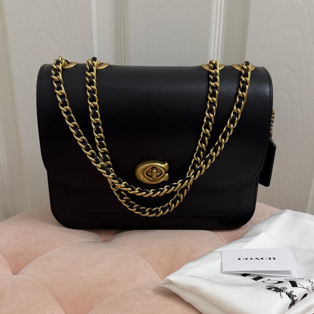 Coach Madison Refined Calf Leather Convertible Chain Strap Bag